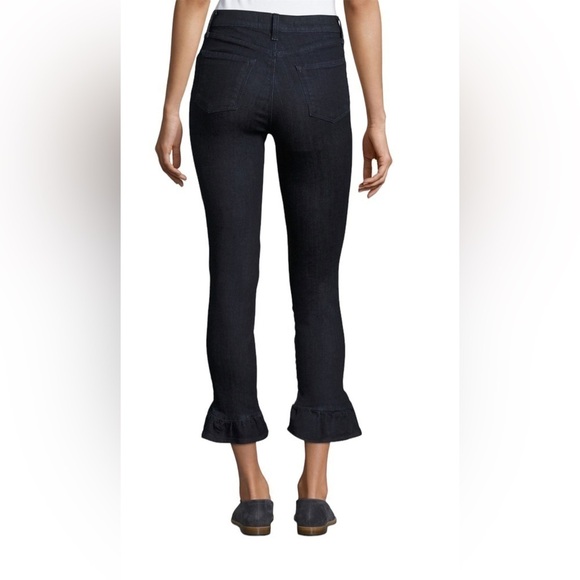 Womens jeans 25 dark blue Jo lo brand ruby crop flare hem flourish high rise - Picture 14 of 14